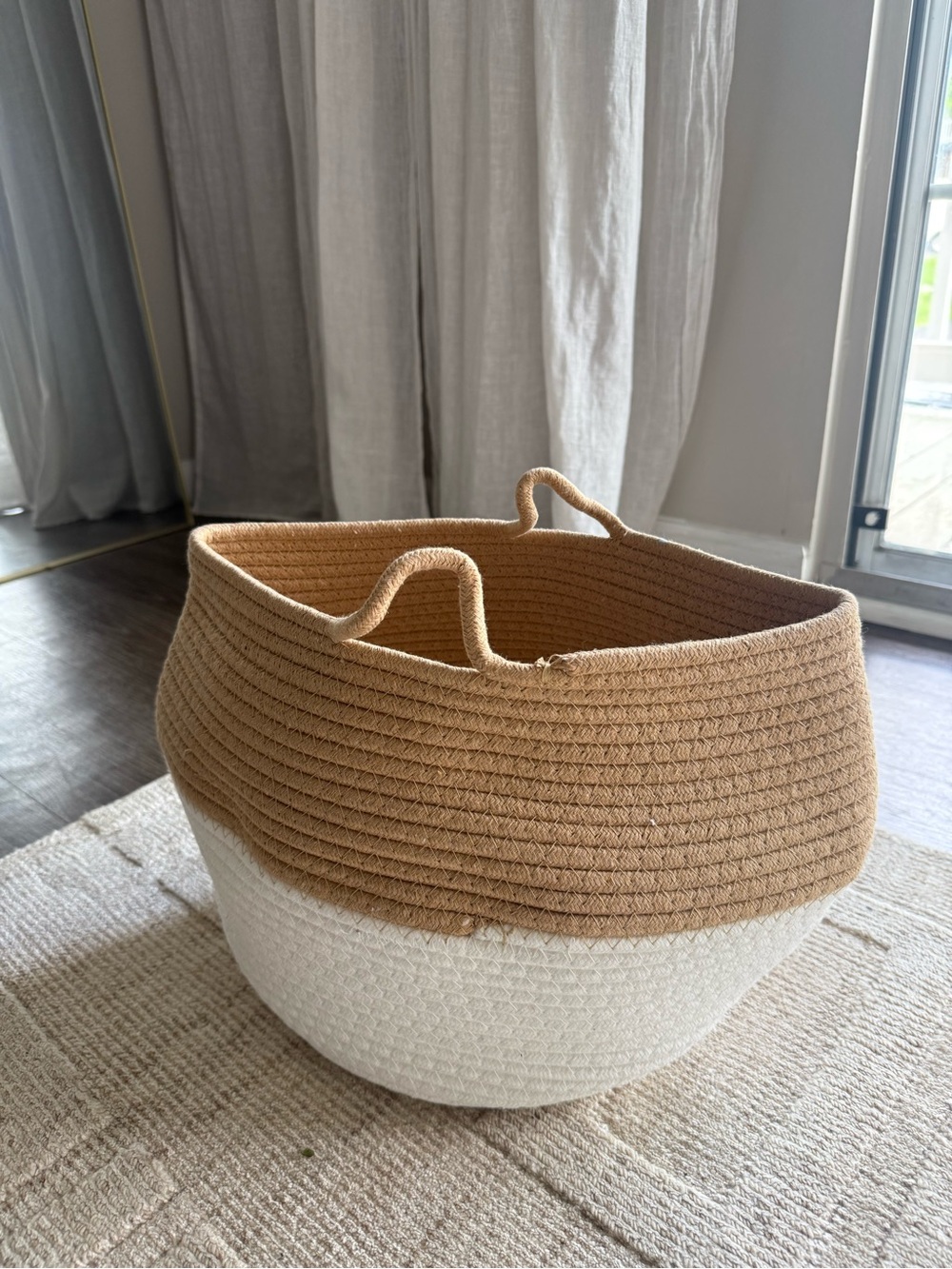 Woven Two-Tone Rope Storage Basket - Brown & White